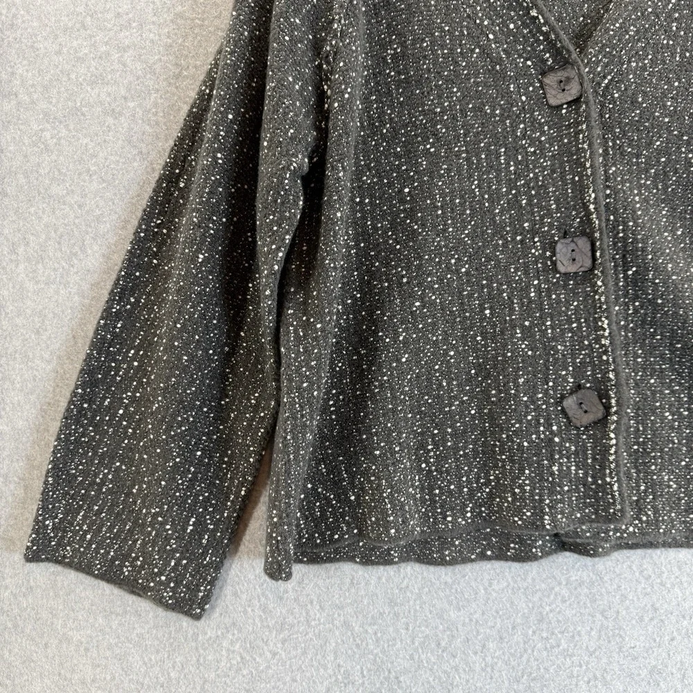 Habitat Sweater Gray Tweed Cardigan Sweater V Neck Chunky Knit Size Large NWT